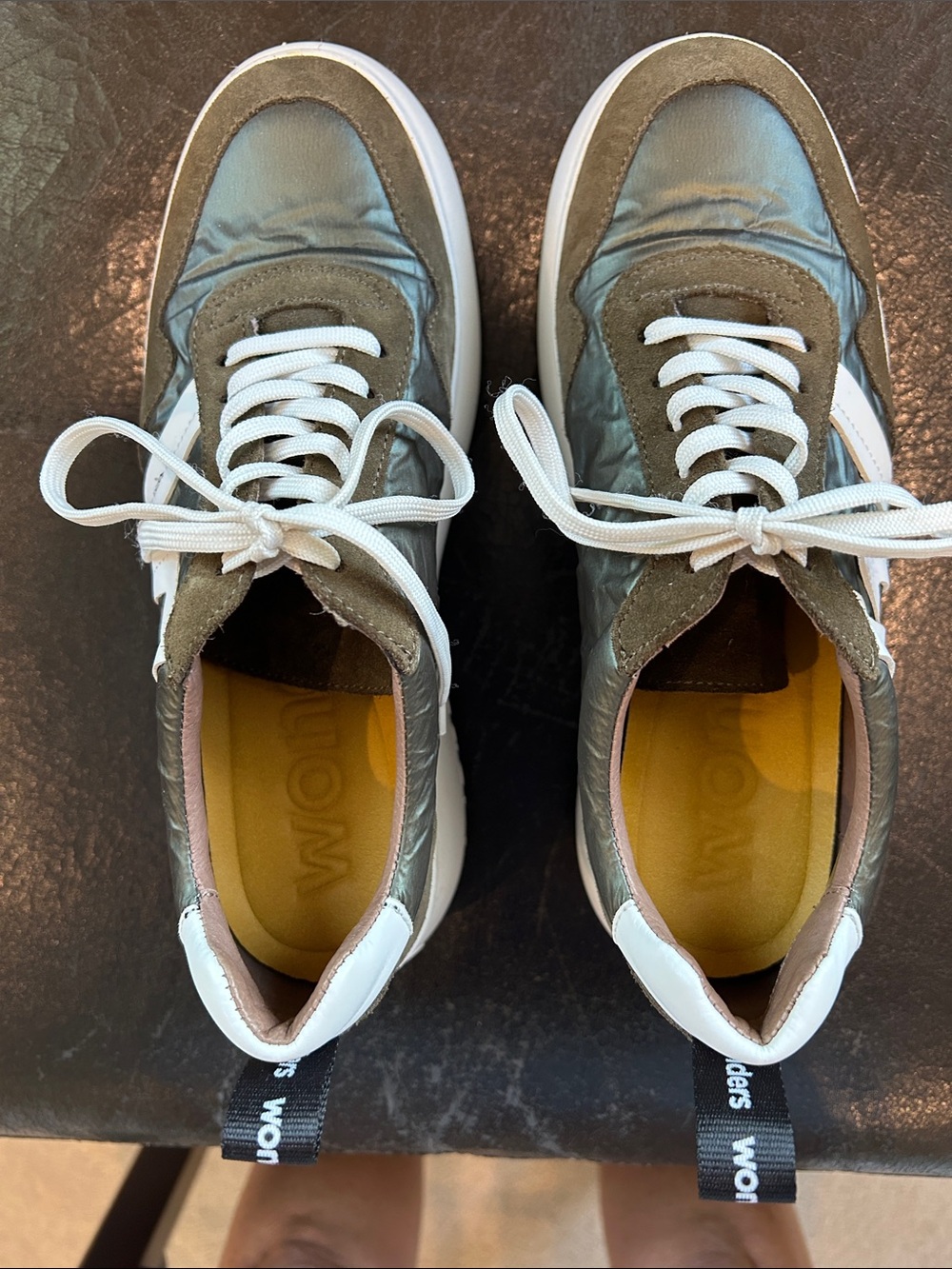 Women’s Wonders Casual Lace-Up Sneakers in Olive & White. Never worn. - Picture 2 of 8